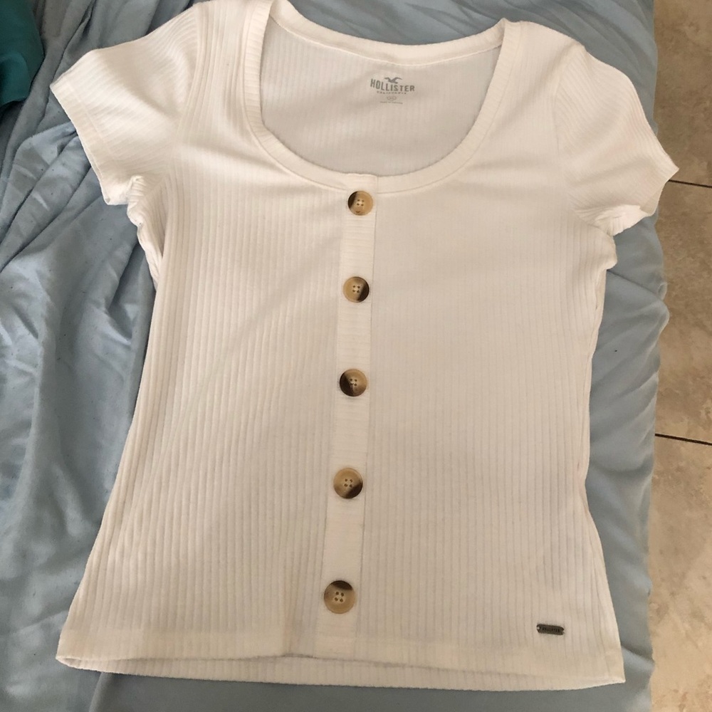 Hollister white button up shirt
